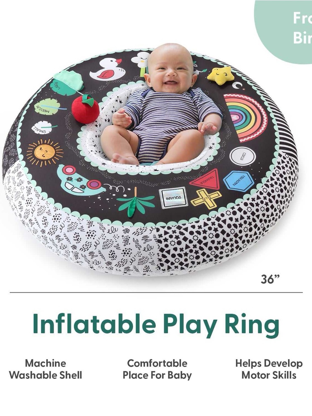Inflatable Baby Play Ring - Black, White & Mint